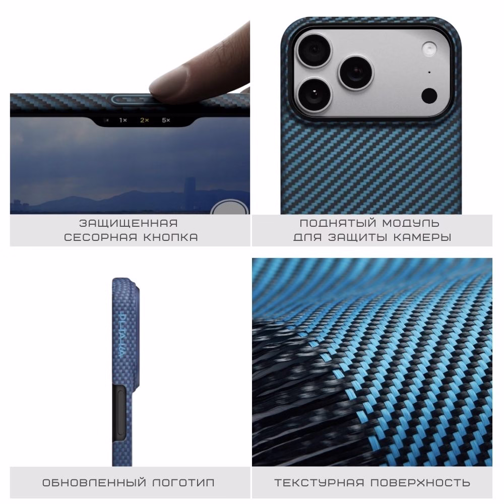 Чехол Pitaka Ultra-Slim Twill Blue/Grey для iPhone 17 Pro - 8